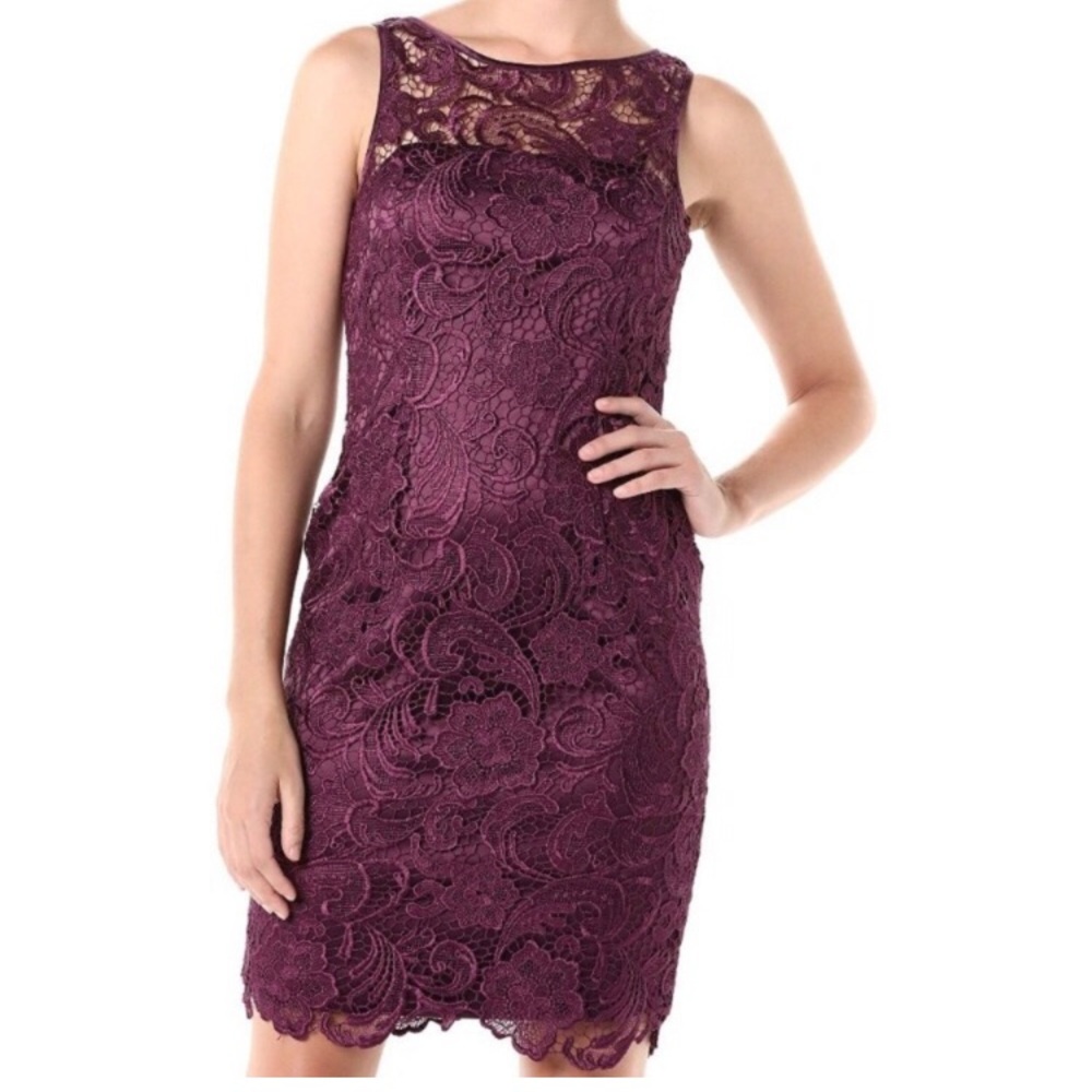 Adrianna Papell Red Lace Sleeveless Cocktail dress
